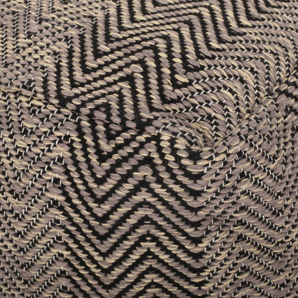 Barracuda - Handcrafted Cotton Pouf With Chevron Pattern - Brown / Beige