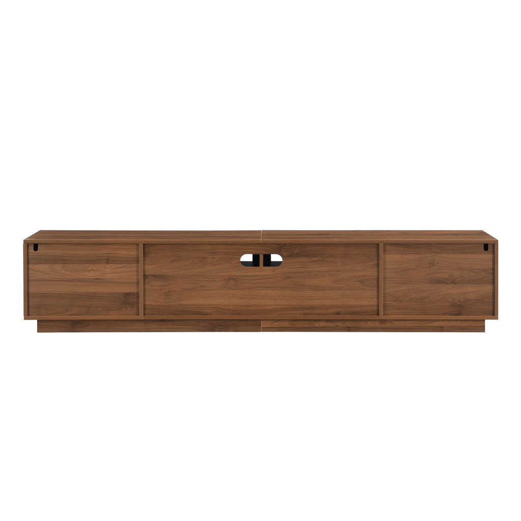 TV Stand With 2 Drawers, Doors & Cable Management, Soft Closing Hinges - Walnut