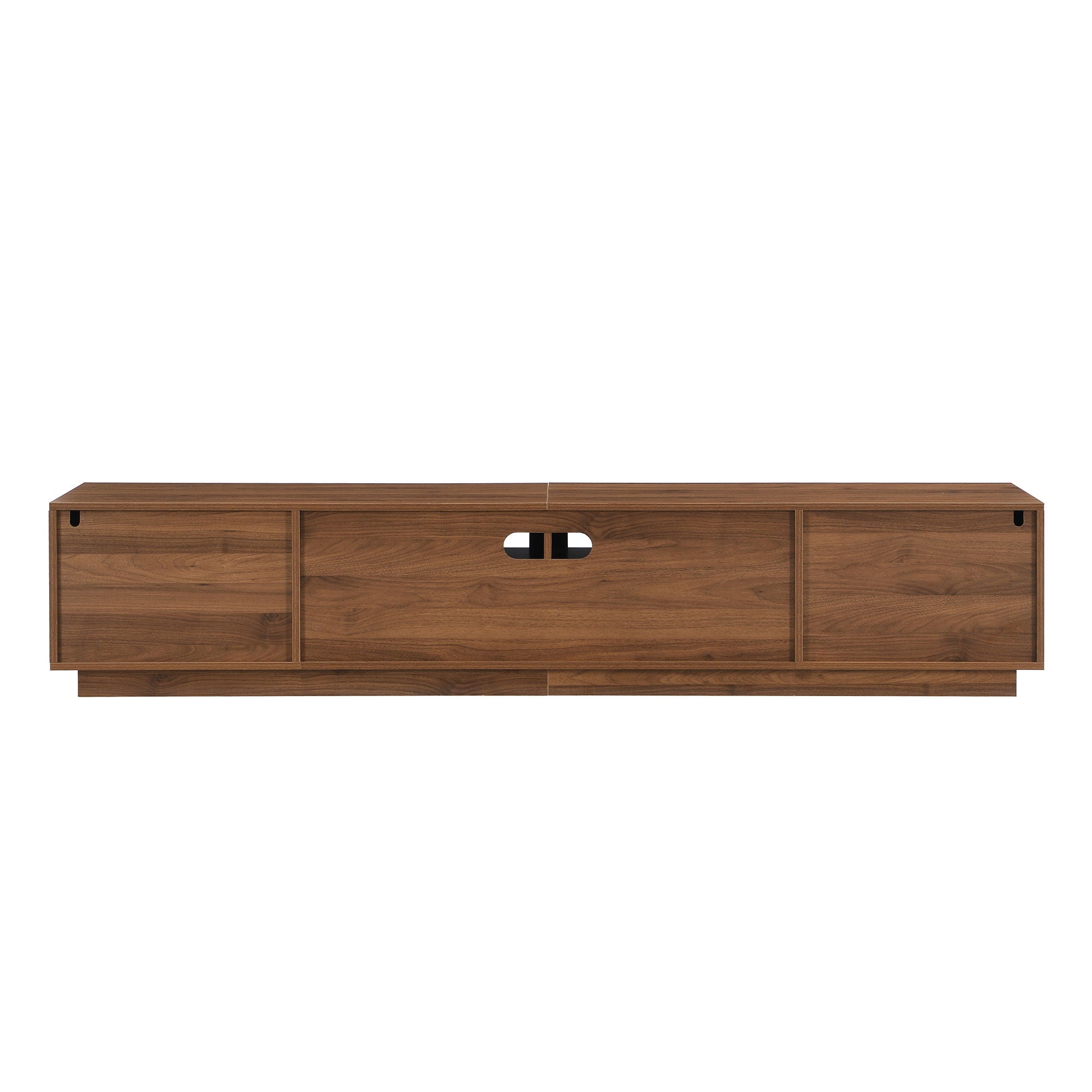 TV Stand With 2 Drawers, Doors & Cable Management, Soft Closing Hinges - Walnut