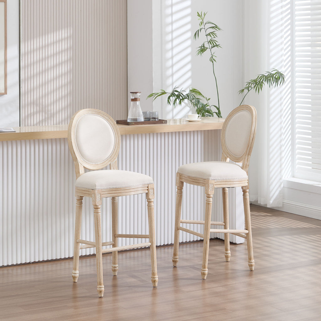 French Country Bar Chairs & Round Back (Set of 2)