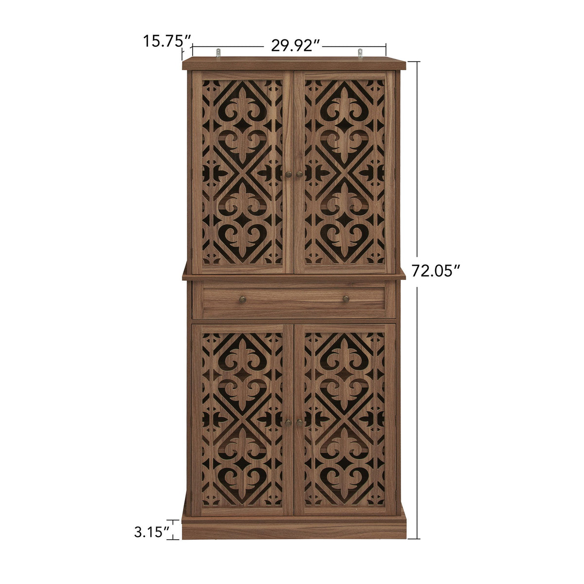 4 Door Cabinet With 1 Drawer, With 4 Adjustable Inner Shelves, Storage Cabinet