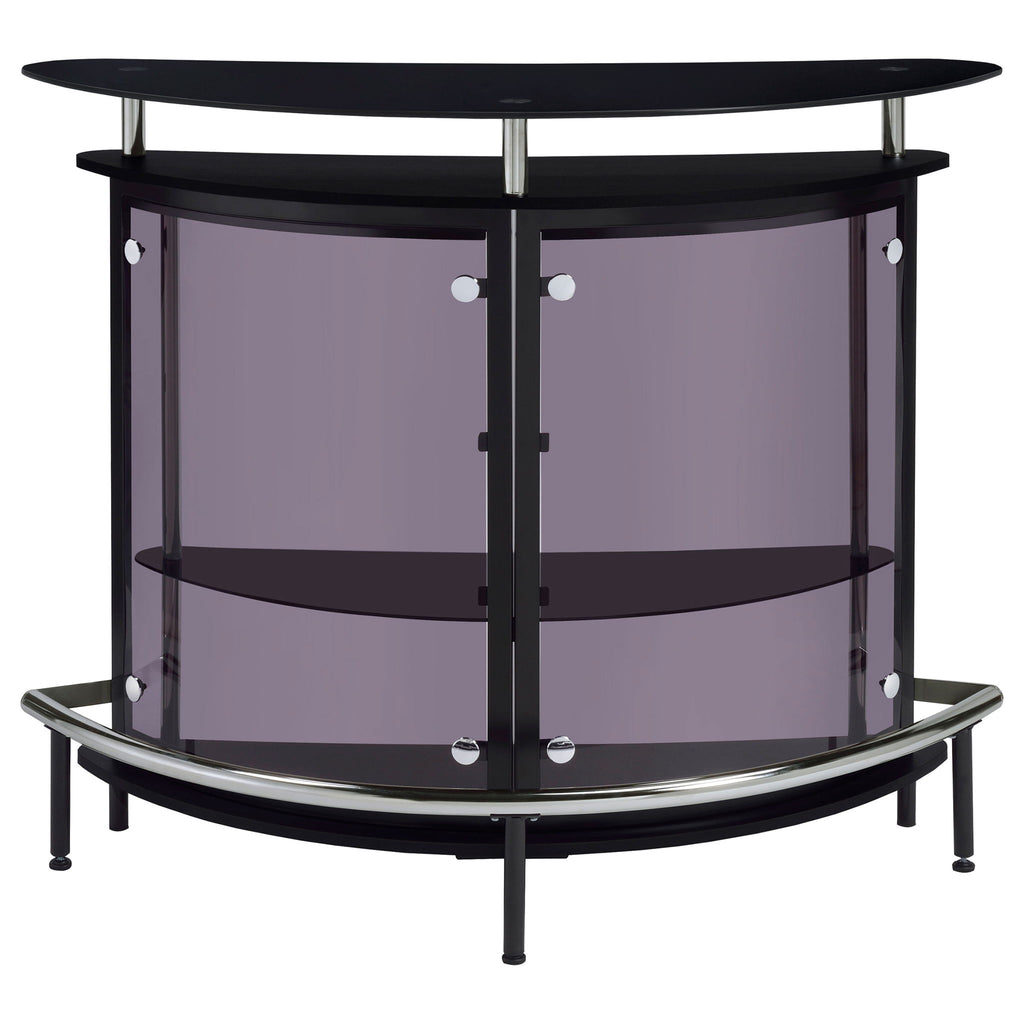 Strick & Bolton - Freestanding Glass Top Home Bar Wine Cabinet With Panels - Black