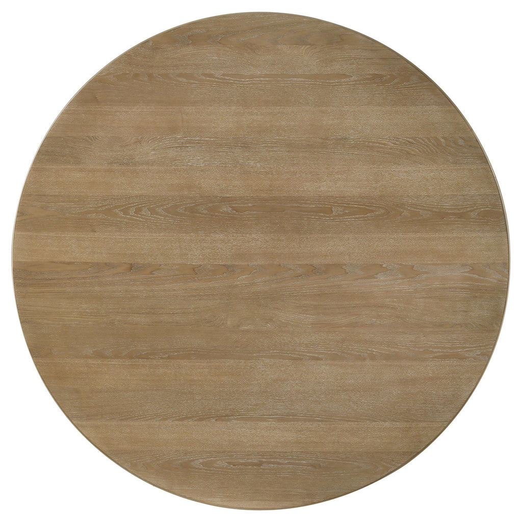 Dreydon - Round Dining Table With Textured Tripod Base - Light Brown
