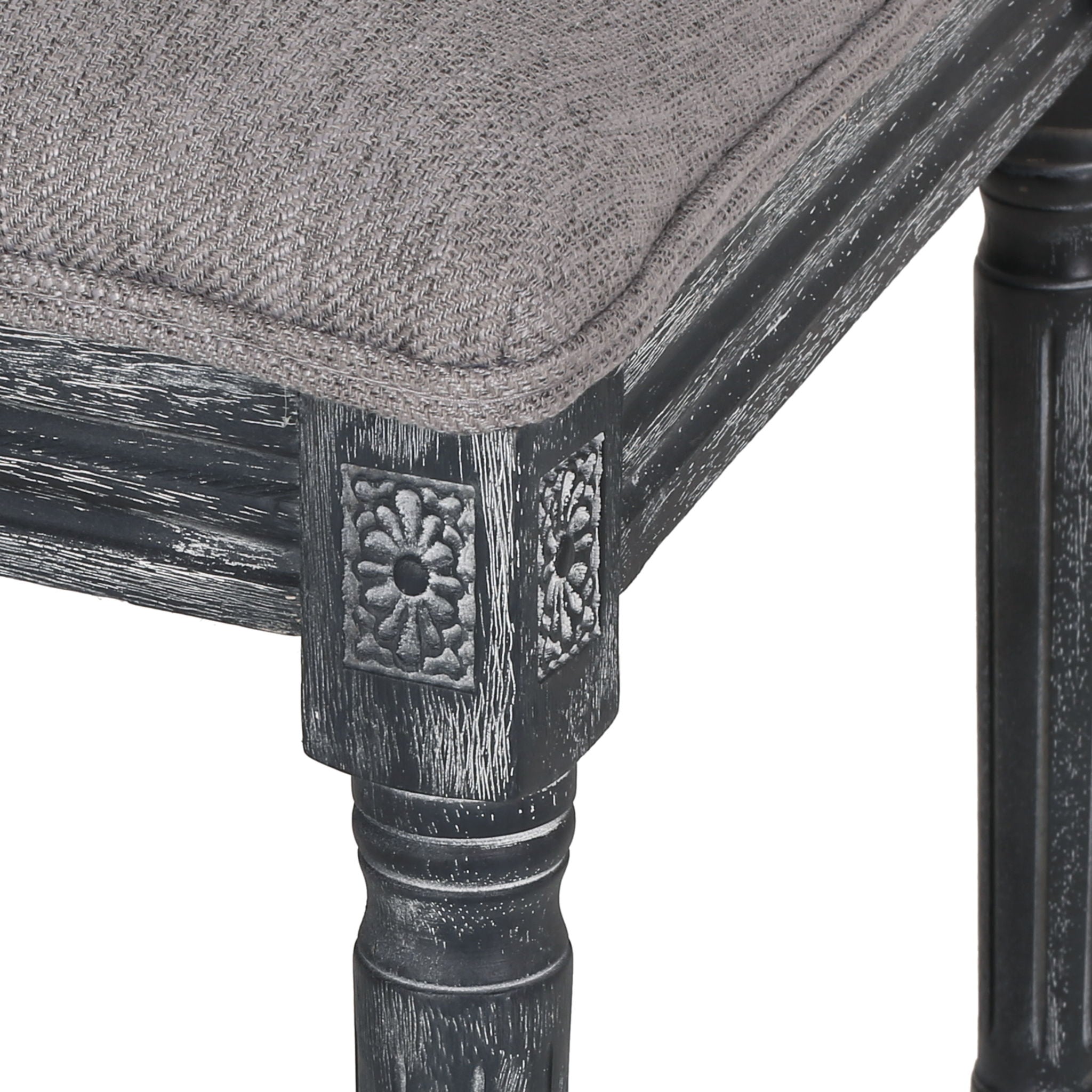 French Country Style Dining Chair With Upholstered Seating And Fluted Legs