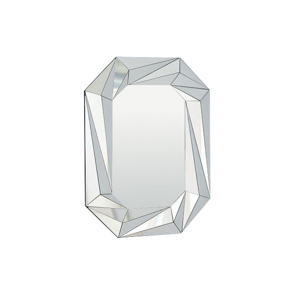Diamond Shaped Wall Mirror With Beveled Edge Frameless Design - Silver