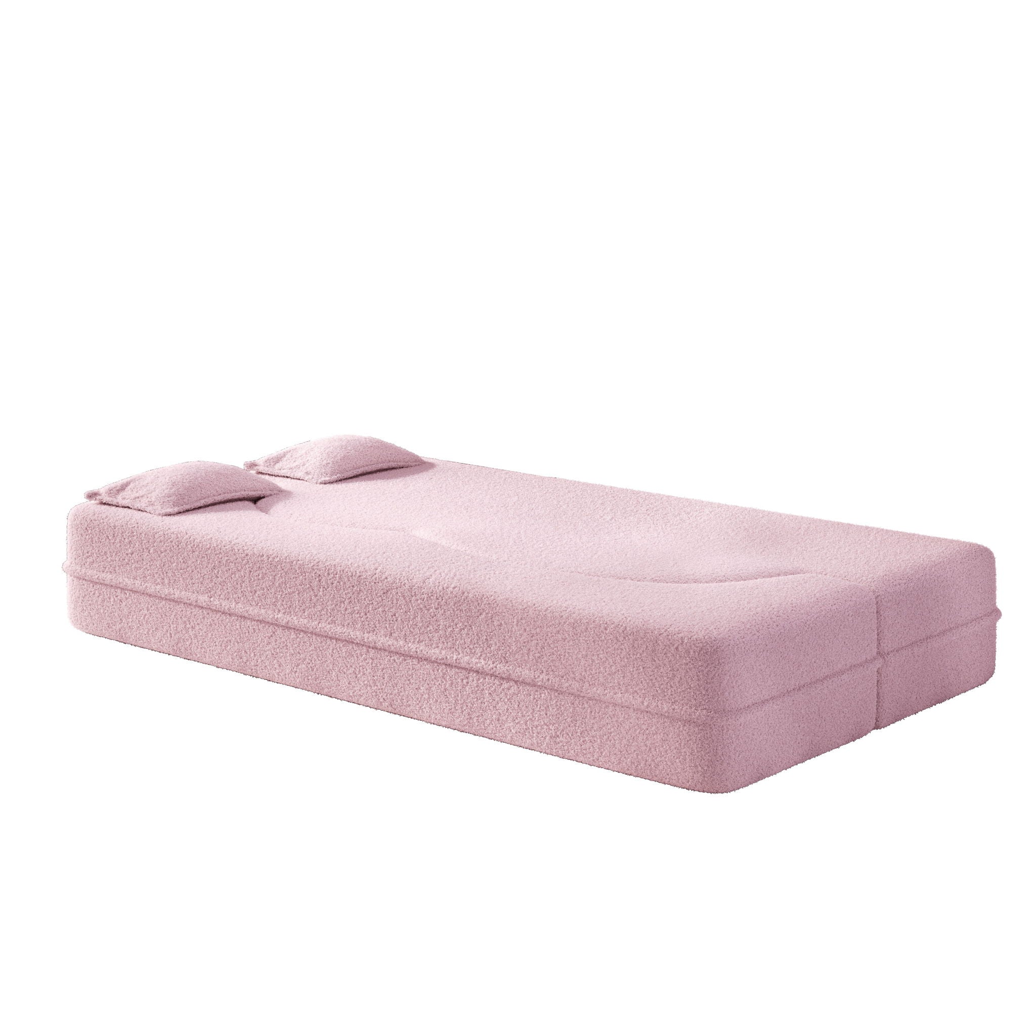 Modern Floor Sleeper Sofa Bed With 2 Pillows, Convertible Twin Size Folding Mattress For Living Room