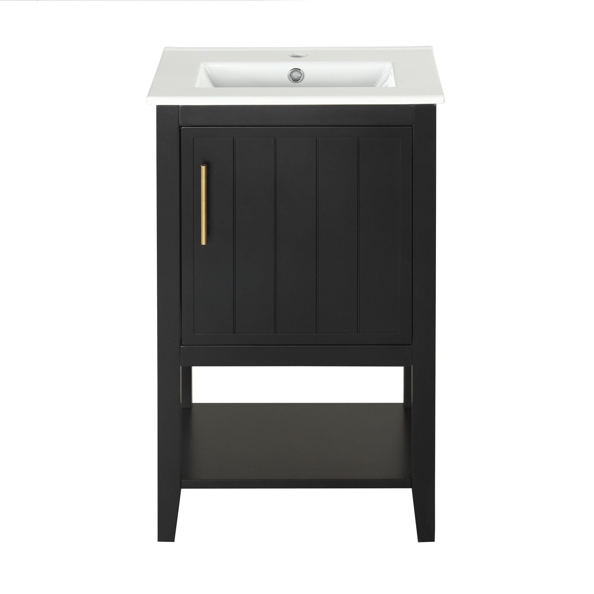 Modern Bathroom Vanity With Sink, Soft-Closing Door And Open Shelf