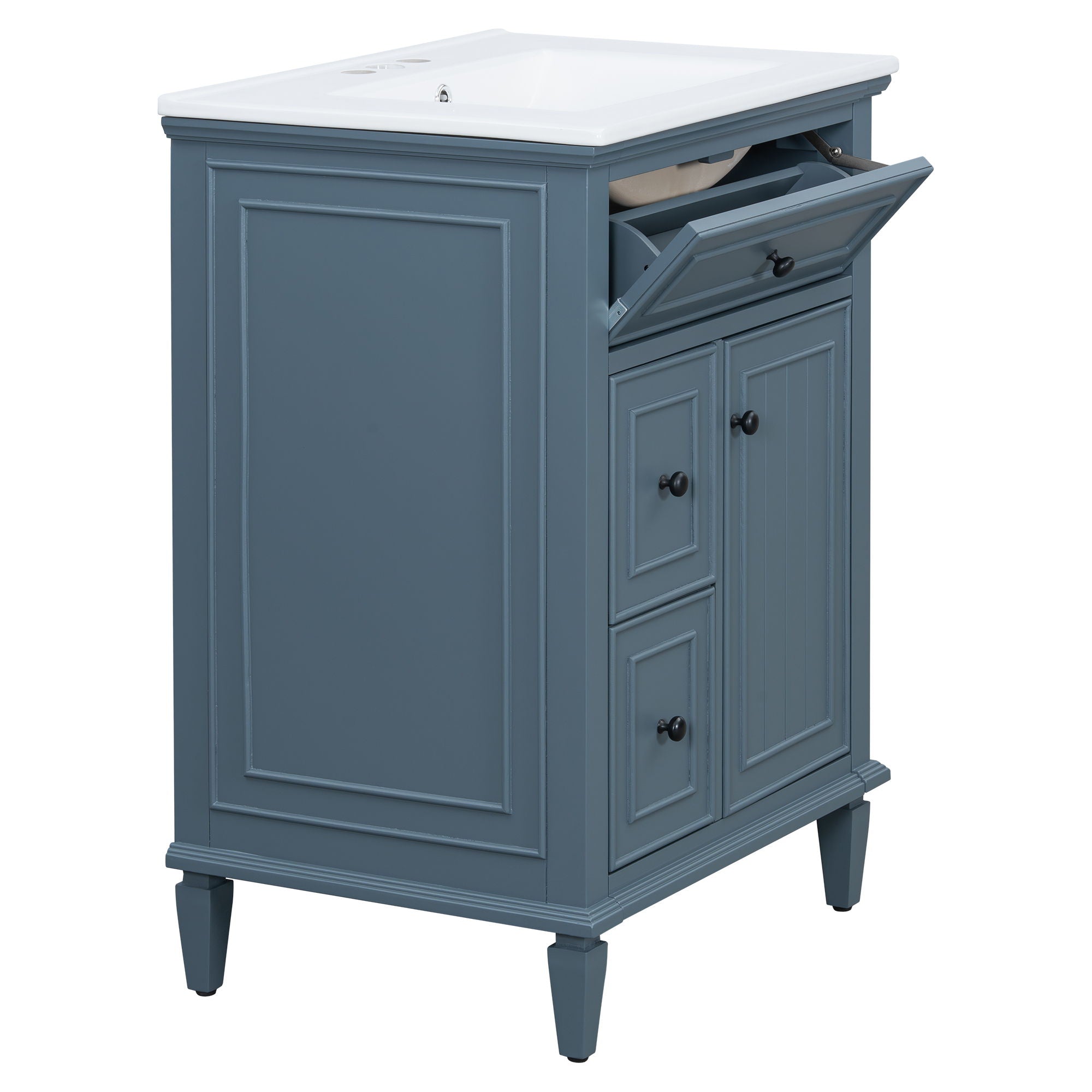 Modern Bathroom Vanity With Sink, Adjustable Shelf, 1 Flip Drawer & 2 Drawers