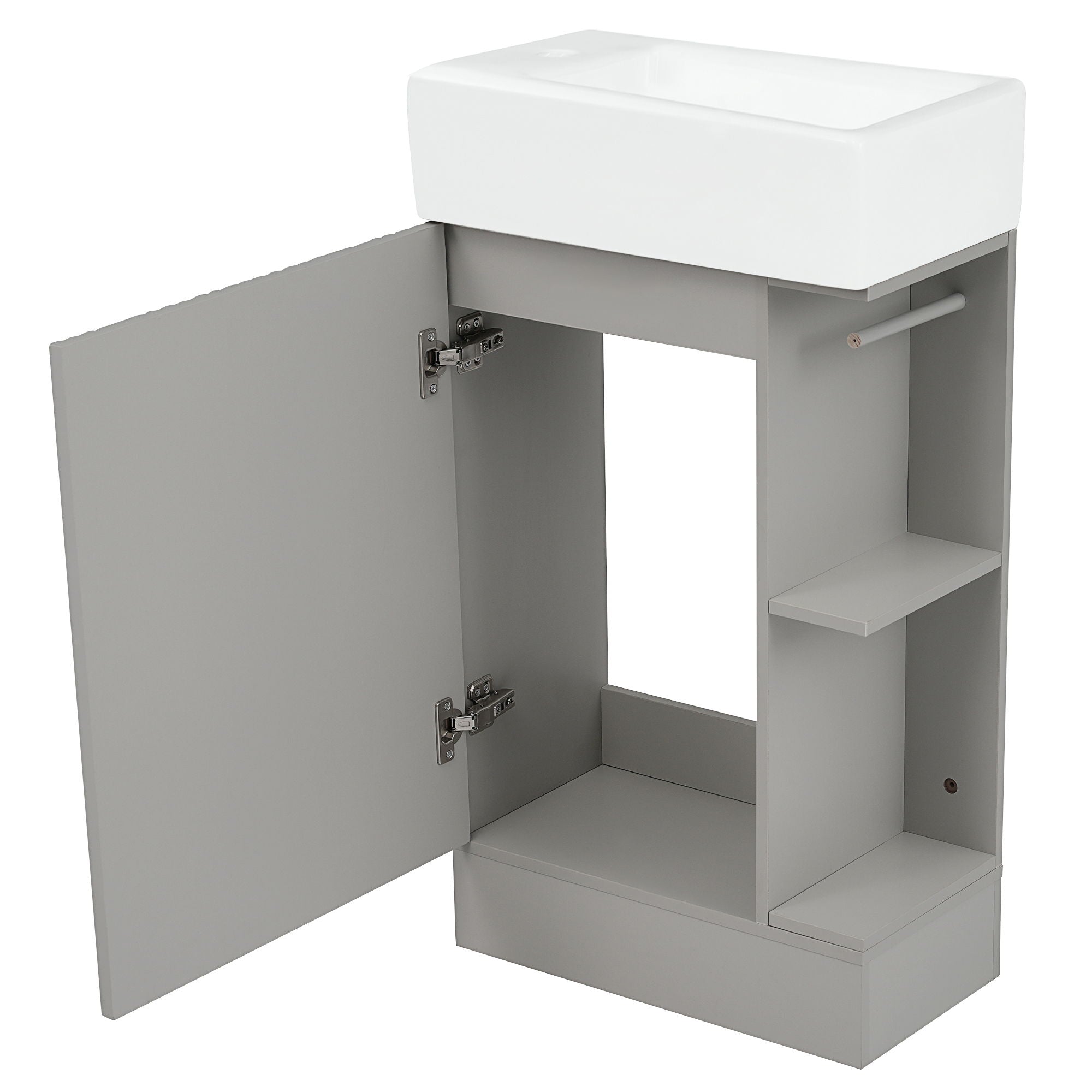Modern Bathroom Vanity With Sink And 2 Tier Shelf