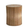 Cylindrical Side Table With Vertical Texture Relief Design - Natural