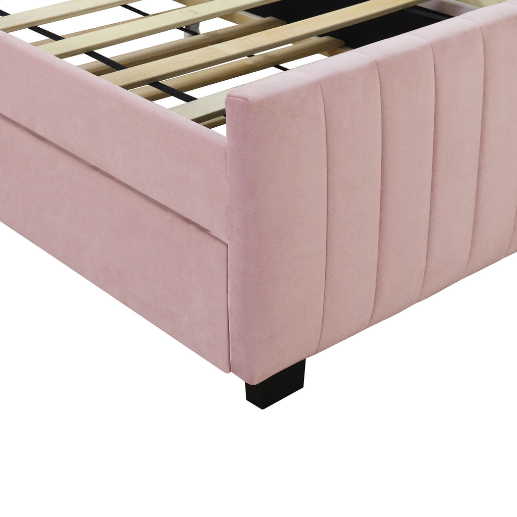Upholstered Design Platform Bed With Trundle