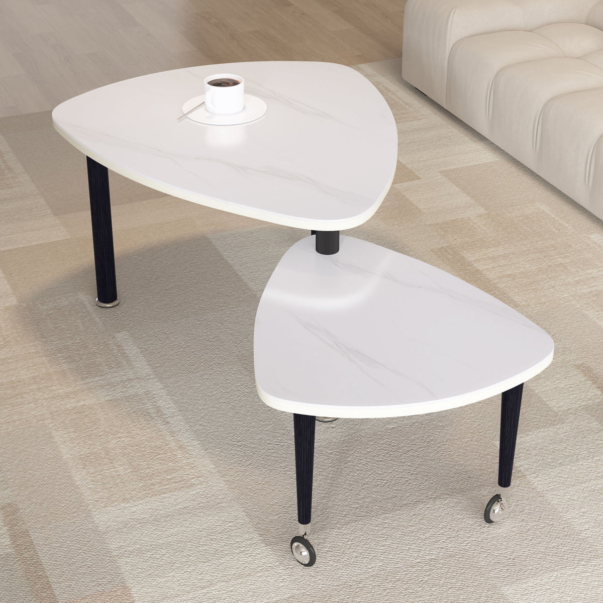 360 Degree Rotatable Coffee Table With Solid Legs
