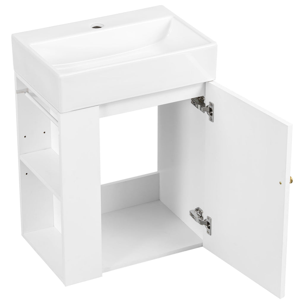 Modern Bathroom Vanity With Sink, Diamond Pattern Doors
