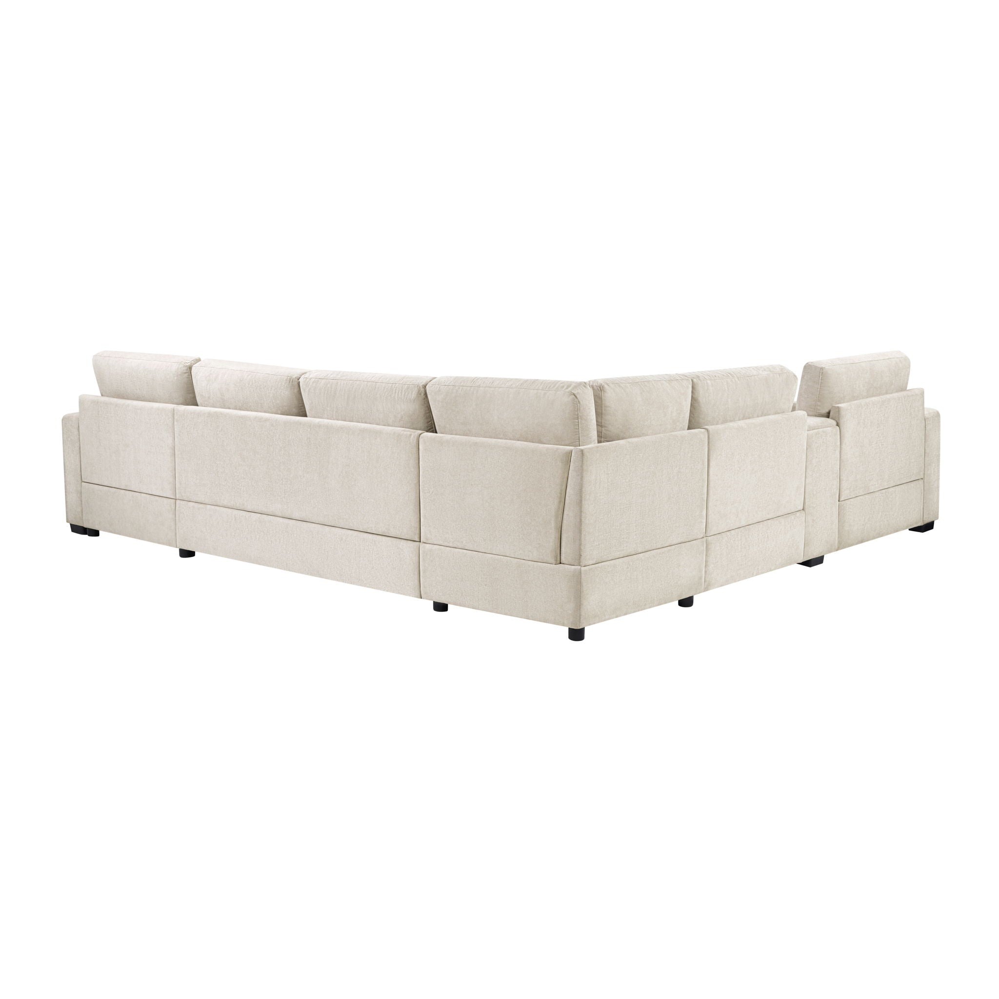 Modular 5 Seat U-Shape Sectional Sofa With Chaise Lounge, Built In Cup Holders And Storage Drawer