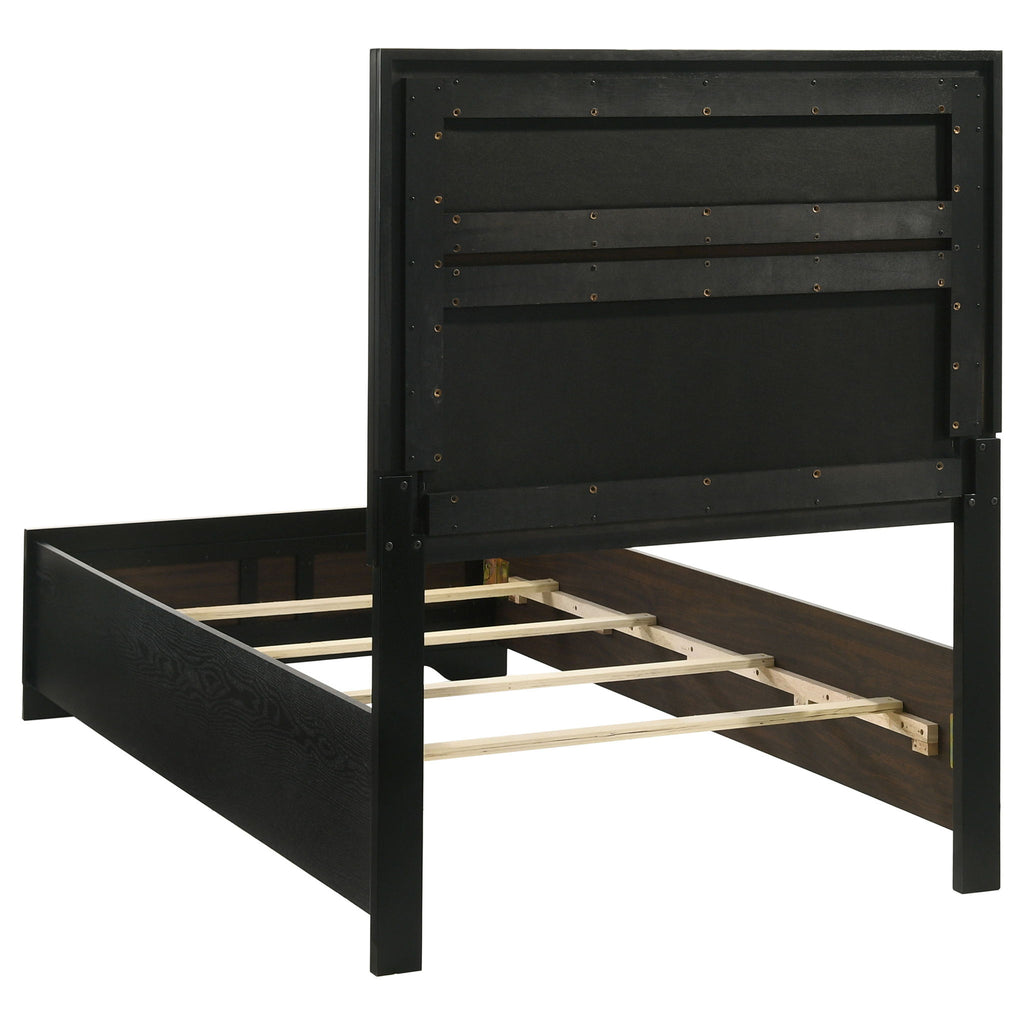 Modern Bedroom Set With Upholstered Headboard And Textured Storage