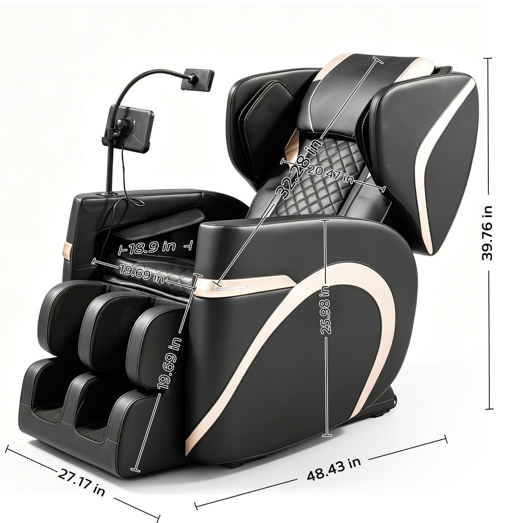Zero Gravity Massage Chair Recliner & 10 Massage Heads And Full Body Air Pressure - Black