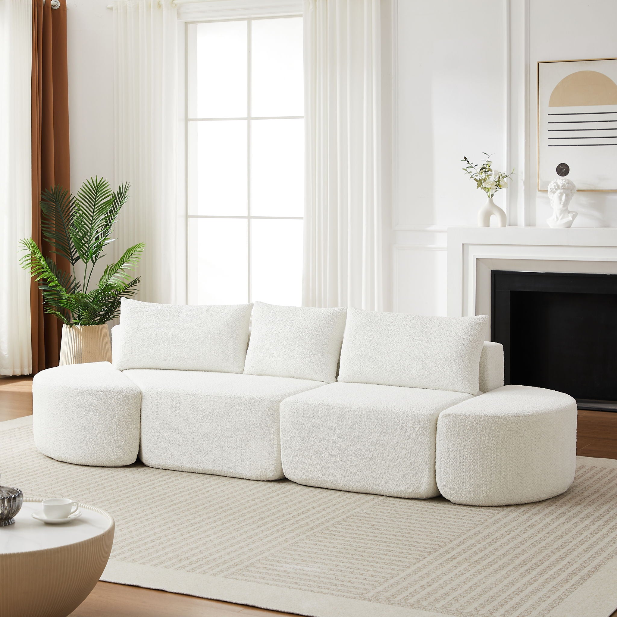 V - Shaped Modular Sofa Set With 3 Pillow