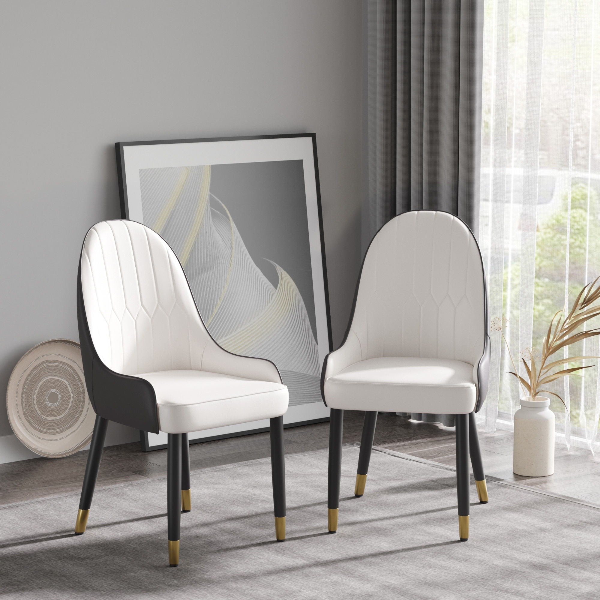 Modern Sponge-Filled Dining Chair, Solid Wood Metal Legs, Suitable For Restaurants, Living Rooms And Rooms (Set of 2)