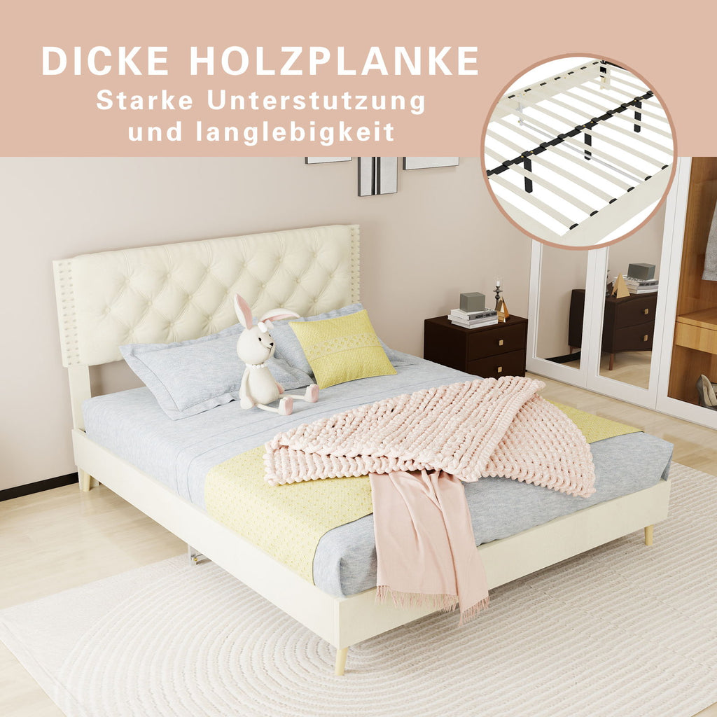Upholstered Bed With Tufted Headboard
