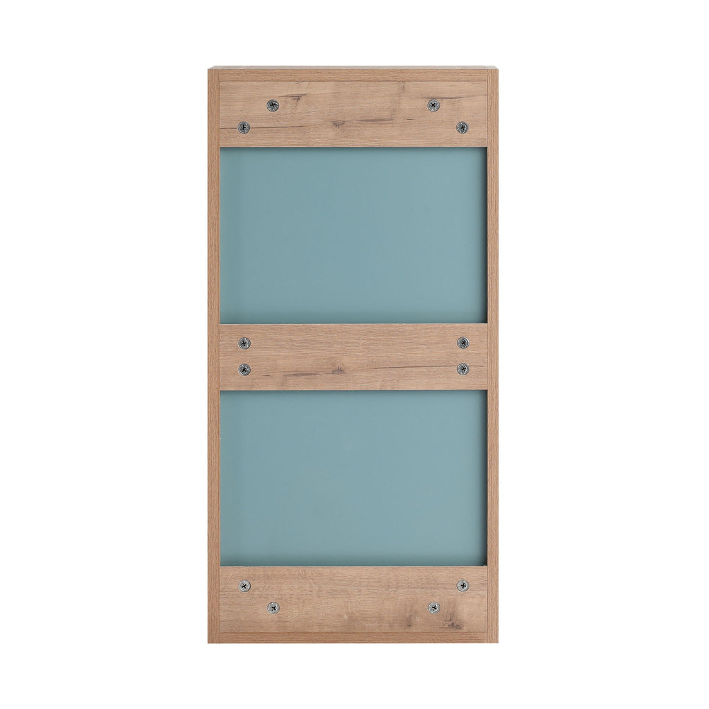 14" Bathroom Mirror Cabinet With Adjustable Shelves, Wall Mounted Medicine Storage Cabinet Frame With Soft Closing Hinges - Imitative Oak