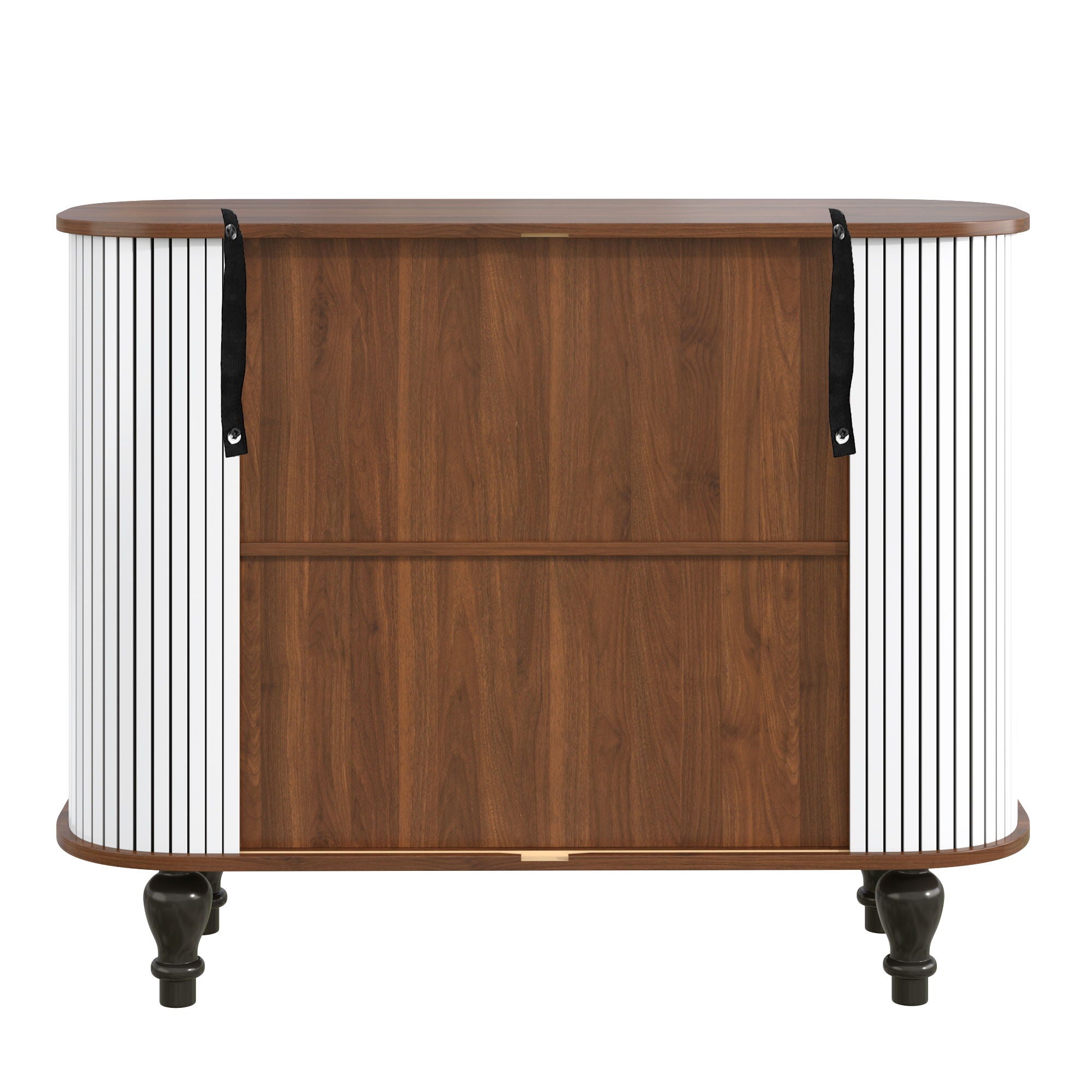 Fluted Liquor & Coffee Bar Cabinet With 6 Wine Racks And 3 Glass Holders