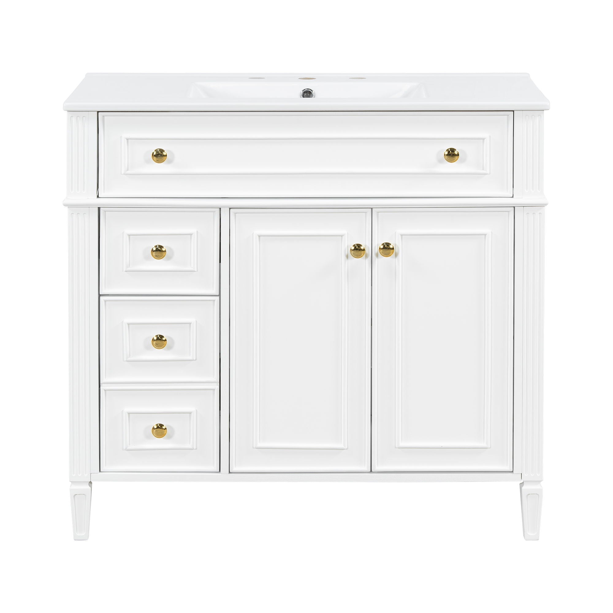 Bathroom Vanity With Sink, 3 Drawers & 2 Doors