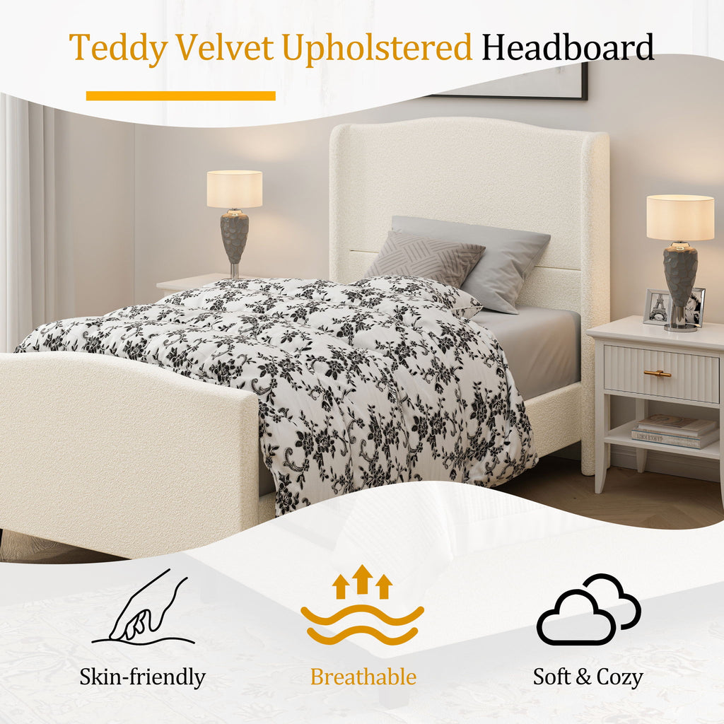 Platform Bed Frame With Tall Headboard And High Footboard