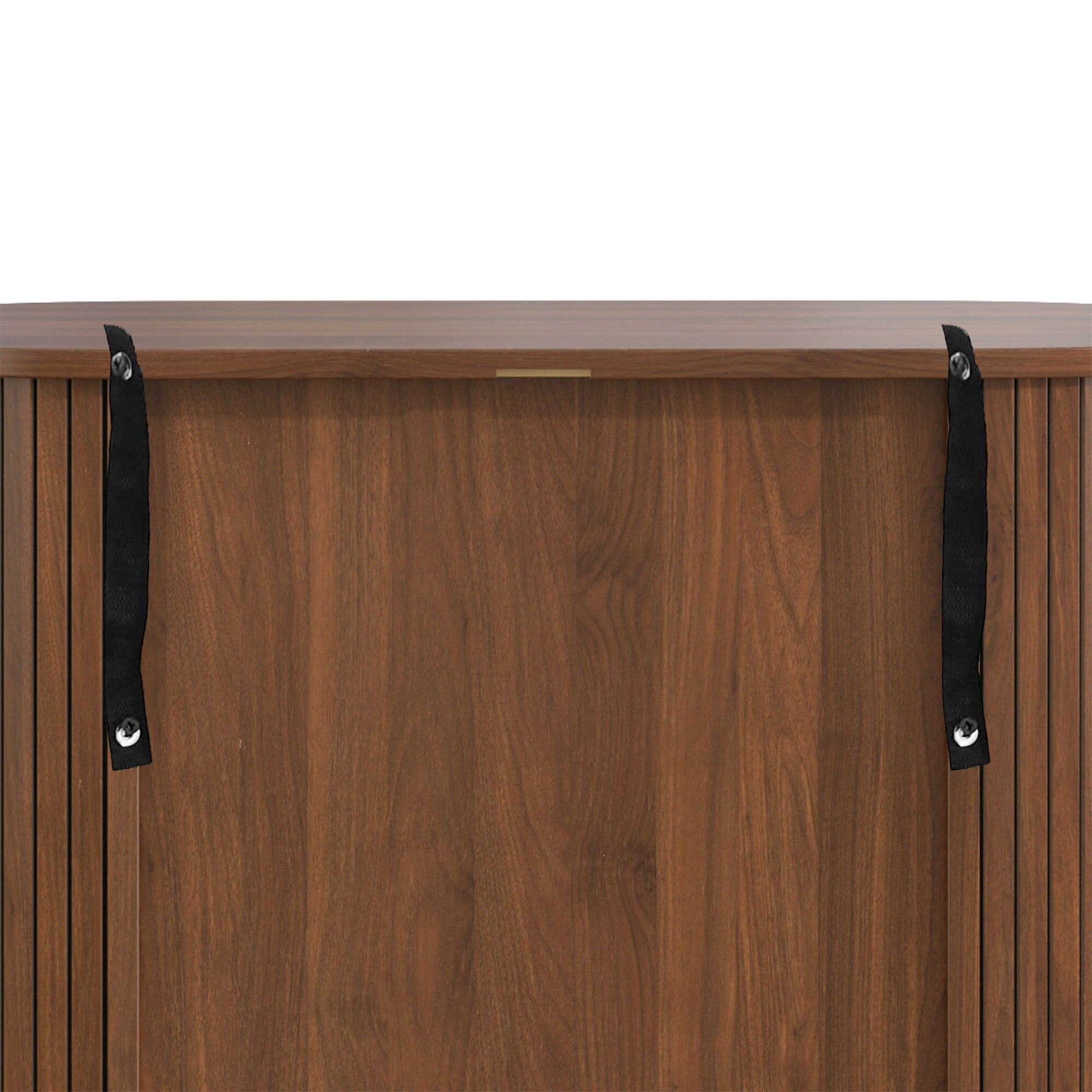 Fluted Wine Bar Cabinet With 8 Grid Wine Rack, 5 Level Adjustable Shelves, 2 Glass Holders