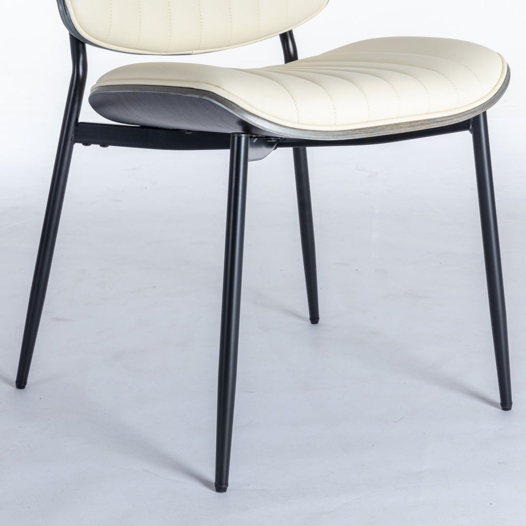 Dining Chairs (Set of 2) Mid-Century Modern Retro Chair With Walnut Bentwood Back Upholstered Seat Metal Legs Adjustable Foot For Kitchen Dining Room Chairs