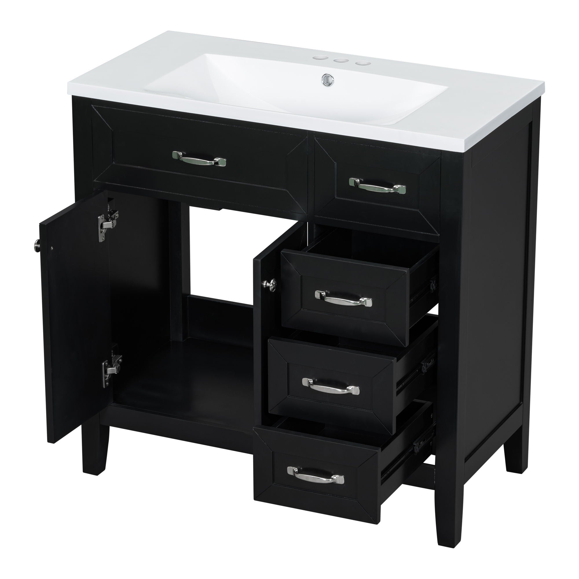 Modern Bathroom Vanity With Sink, Freestanding With Drawers And Doors