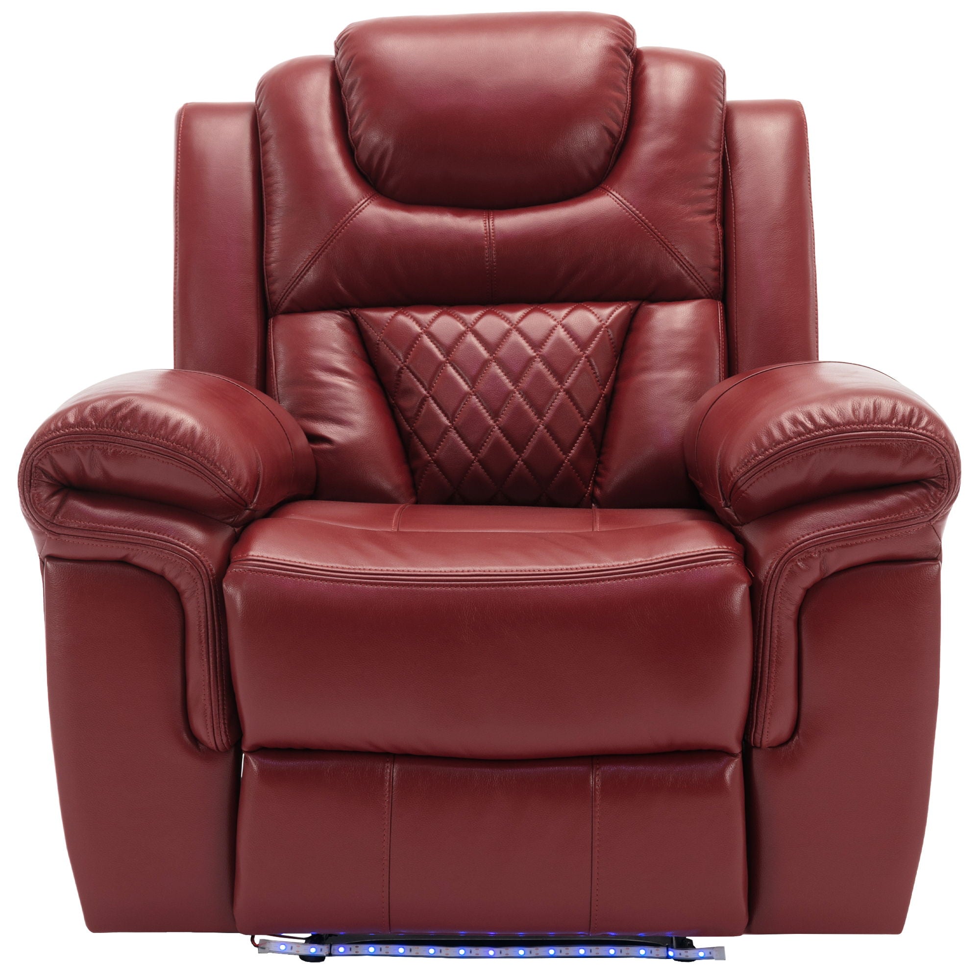 3 Pieces Recliner Sofa Sets Home Theater Seating Manual Recliner Chair With Center Console And LED Light Strip For Living Room