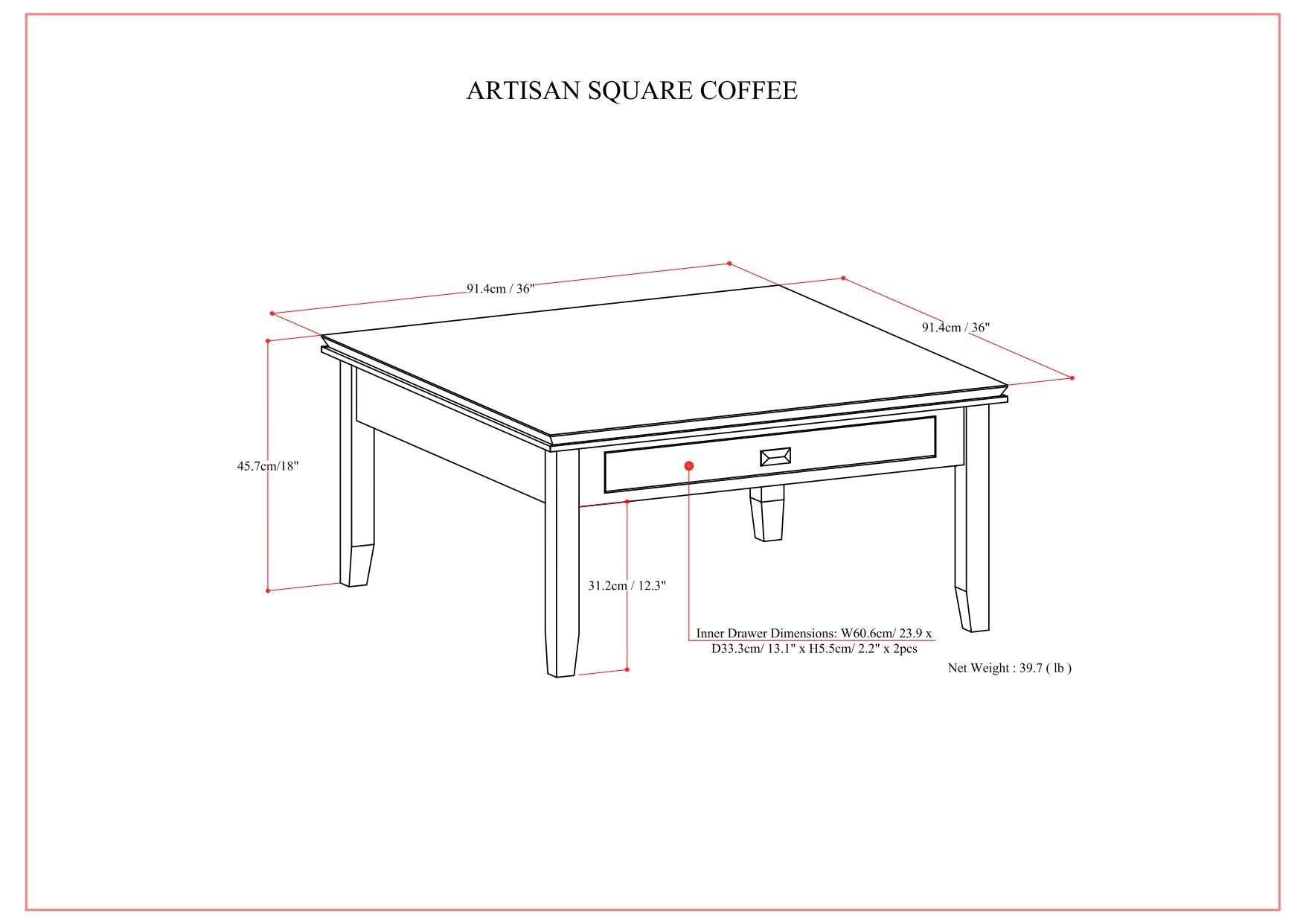 Artisan - Square Coffee Table - Russet Brown