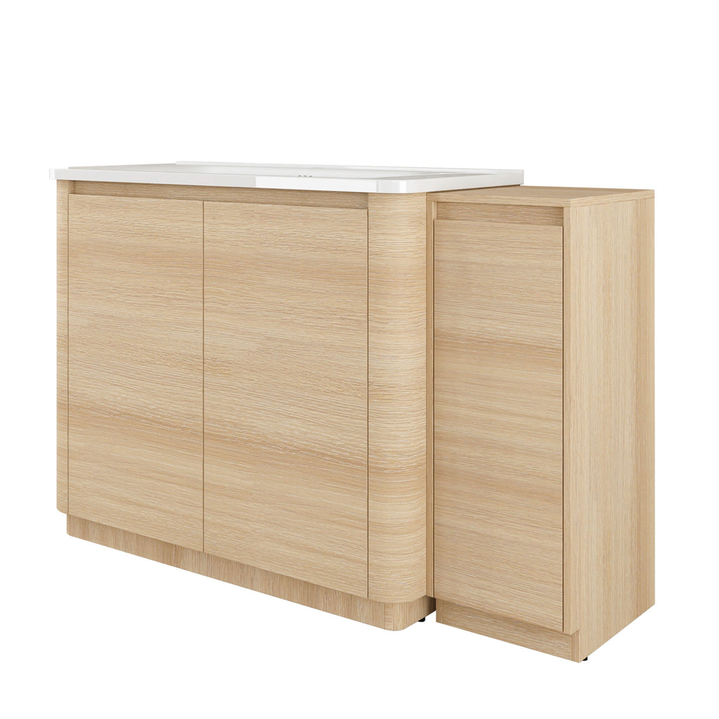 Freestanding Bathroom Vanity With Sink, 1 Small Storage Cabinet, Soft Close Door
