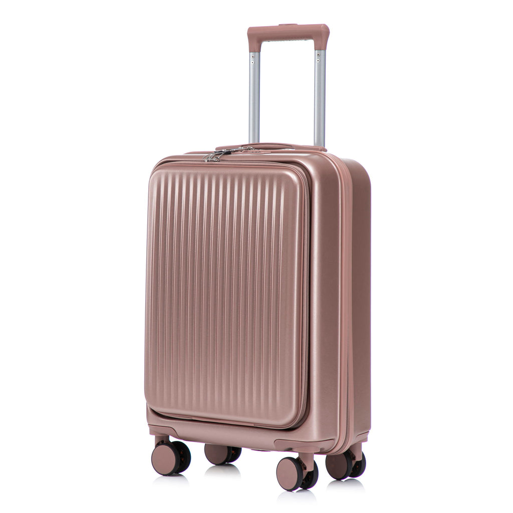 Luggage Set With Cosmetic Case, Combination Lock, Front Opening Design