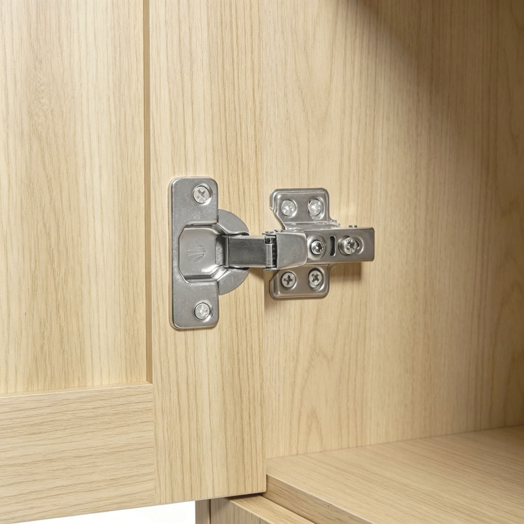 Modern Tall Storage Cabinet With Tilt-Out Compartment, Adjustable Shelves