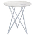 Halverson - Round Top Bar Table - White / Silver