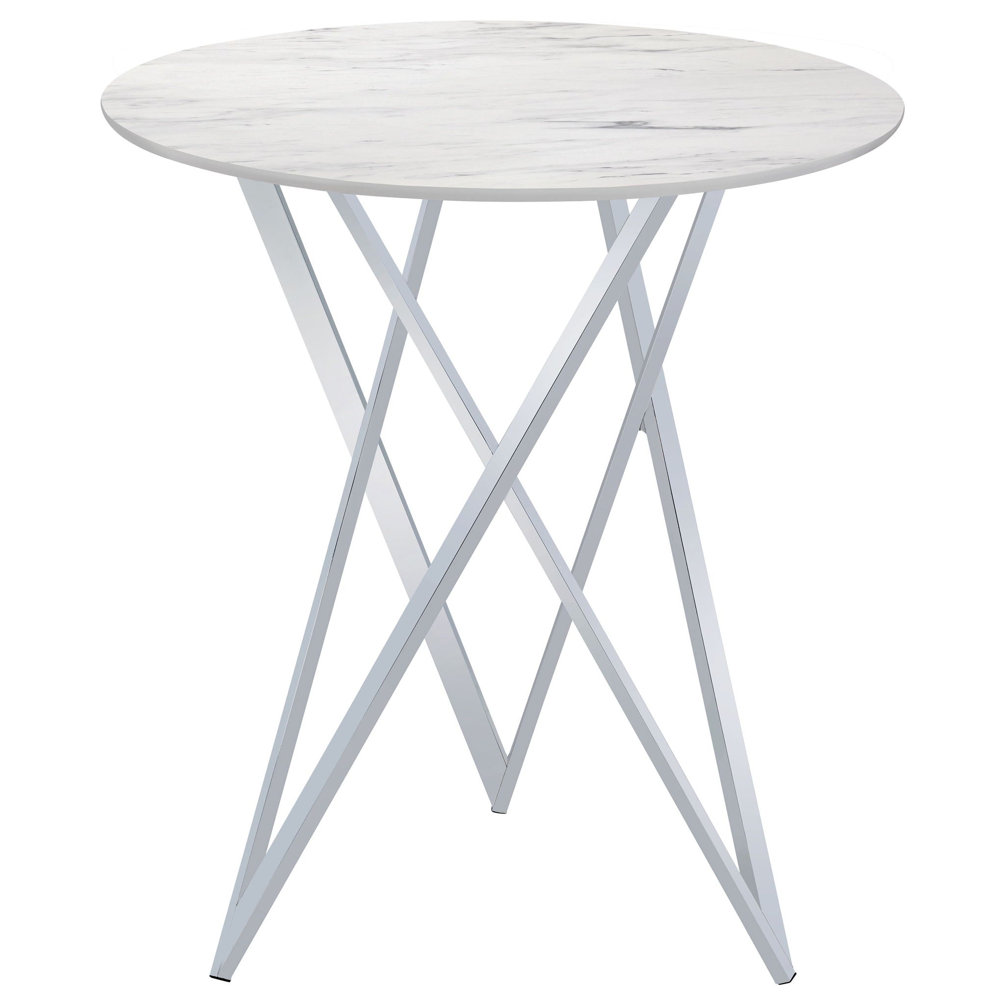 Halverson - Round Top Bar Table - White / Silver