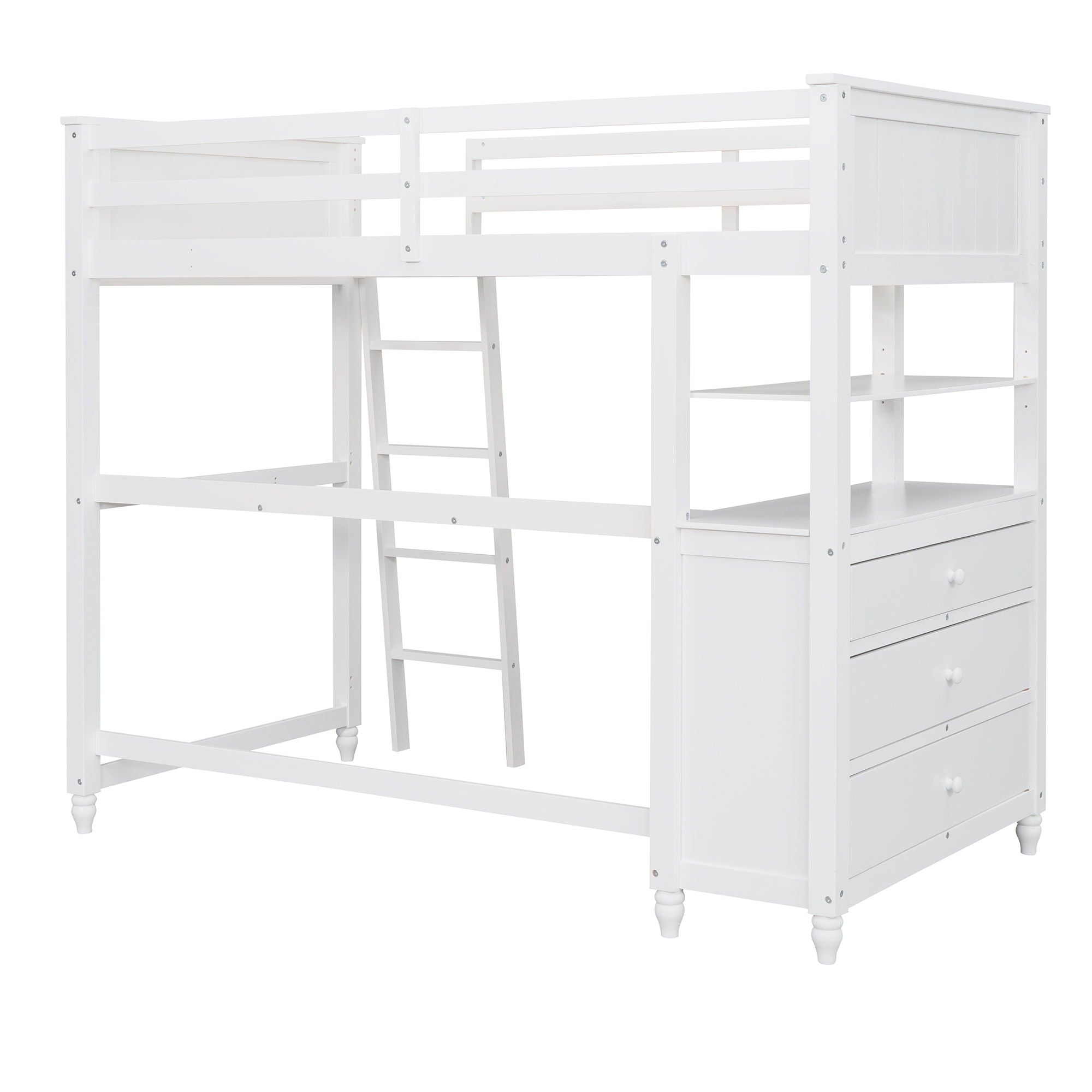 Loft Bed With Drawers With Desk And Shelves