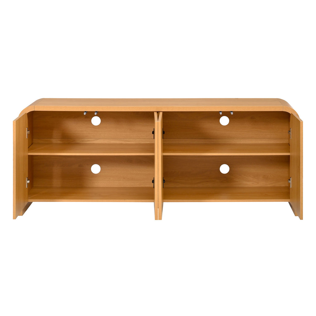 Curved Edge TV Stand With Large Cabinets