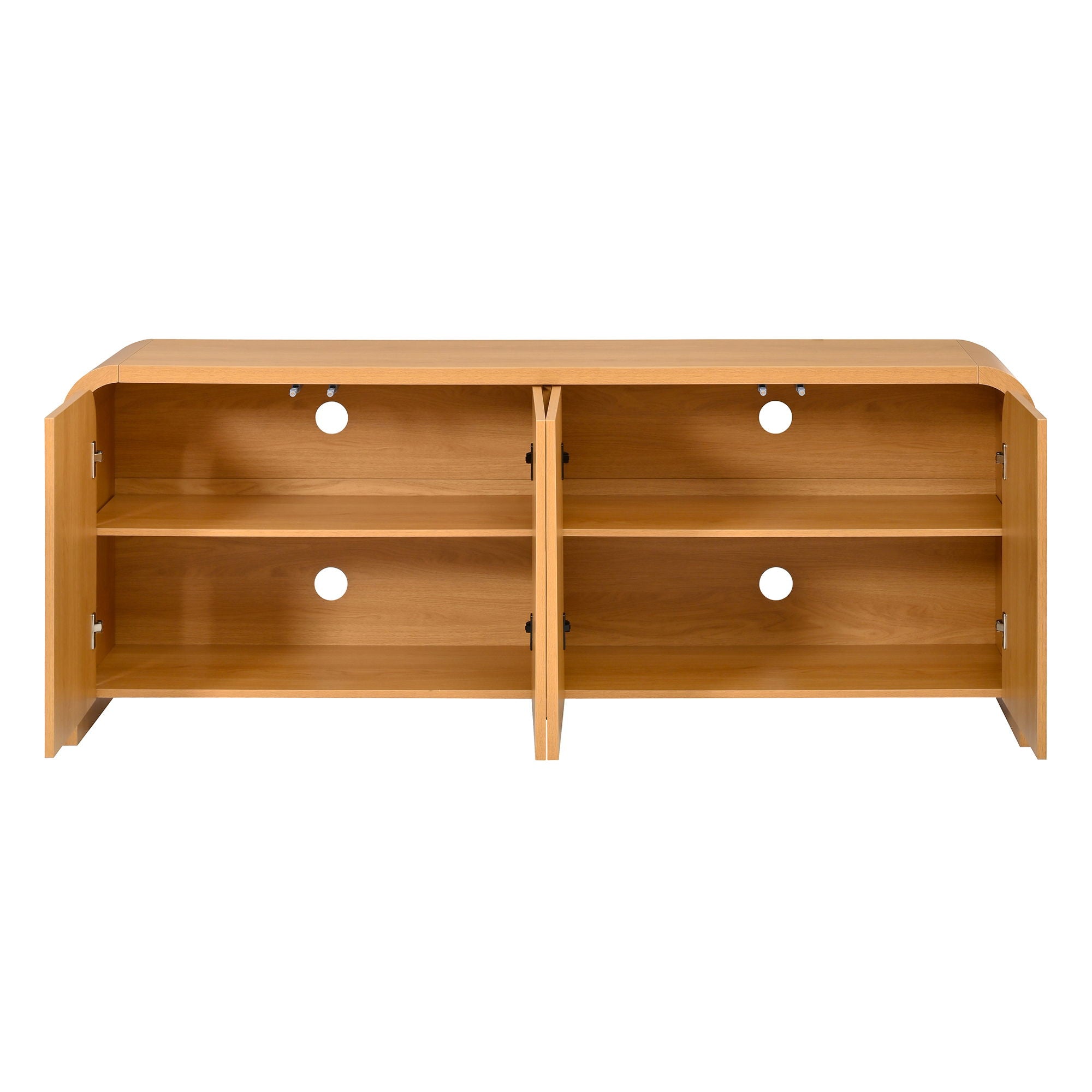 Curved Edge TV Stand With Large Cabinets