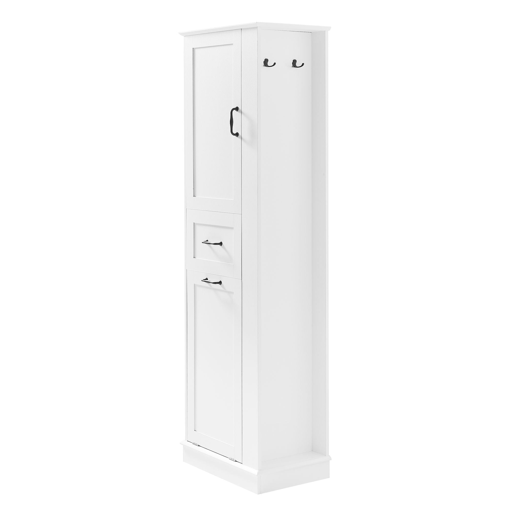 Modern Tall Storage Cabinet With Tilt-Out Compartment, Adjustable Shelves