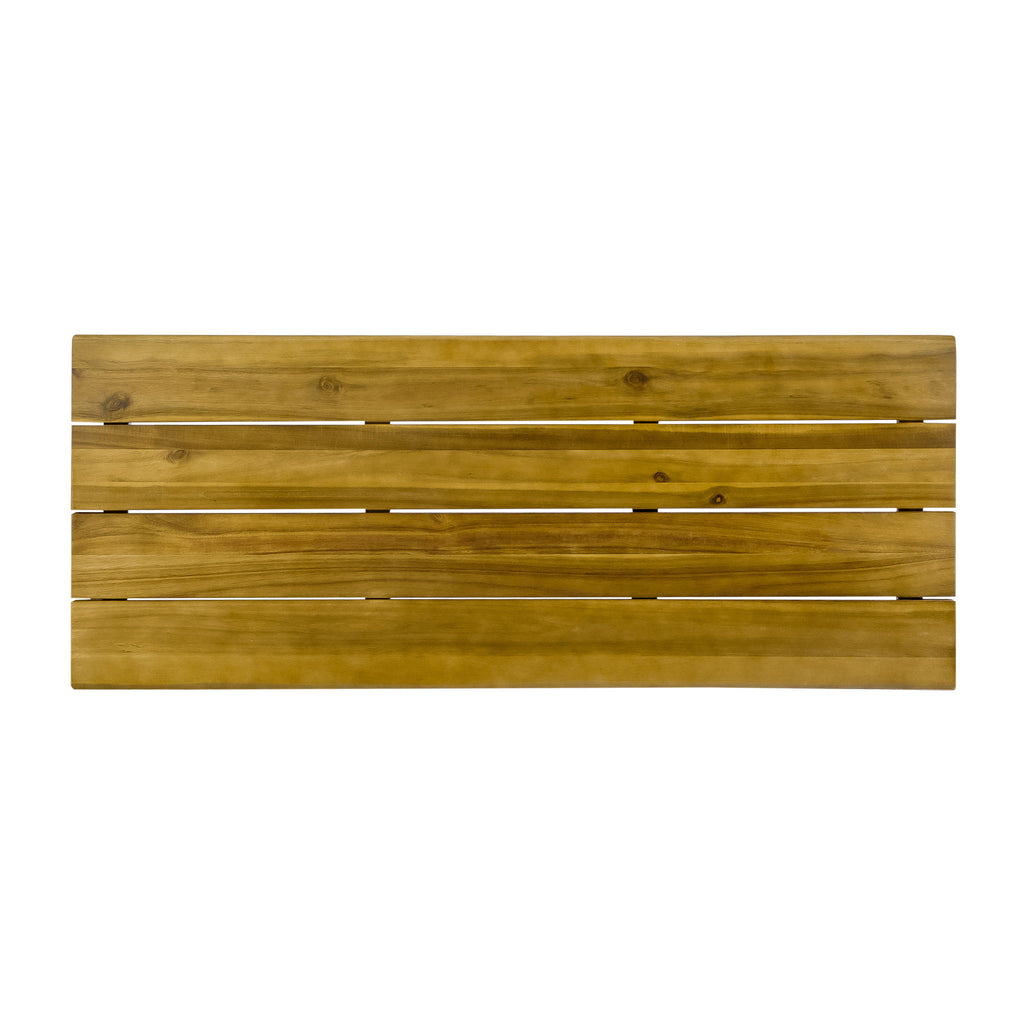 Dione Outdoor Industrial Acacia Wood Bar Set With Metal Frame And Slat Paneling - Brown
