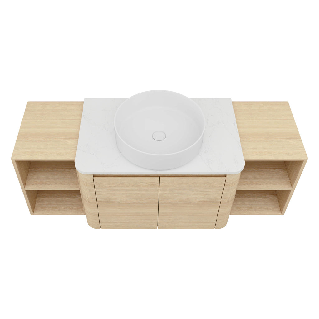 Mounted Bathroom Vanity With Art Sink, 2 Storage Shelves, Soft Close Door