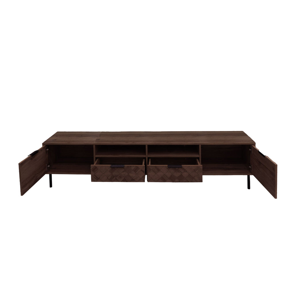 TV Stand For TVs Up To 85" With Closed Storage, Soft Closing Hinges, Living Room Entertainment Center - Walnut