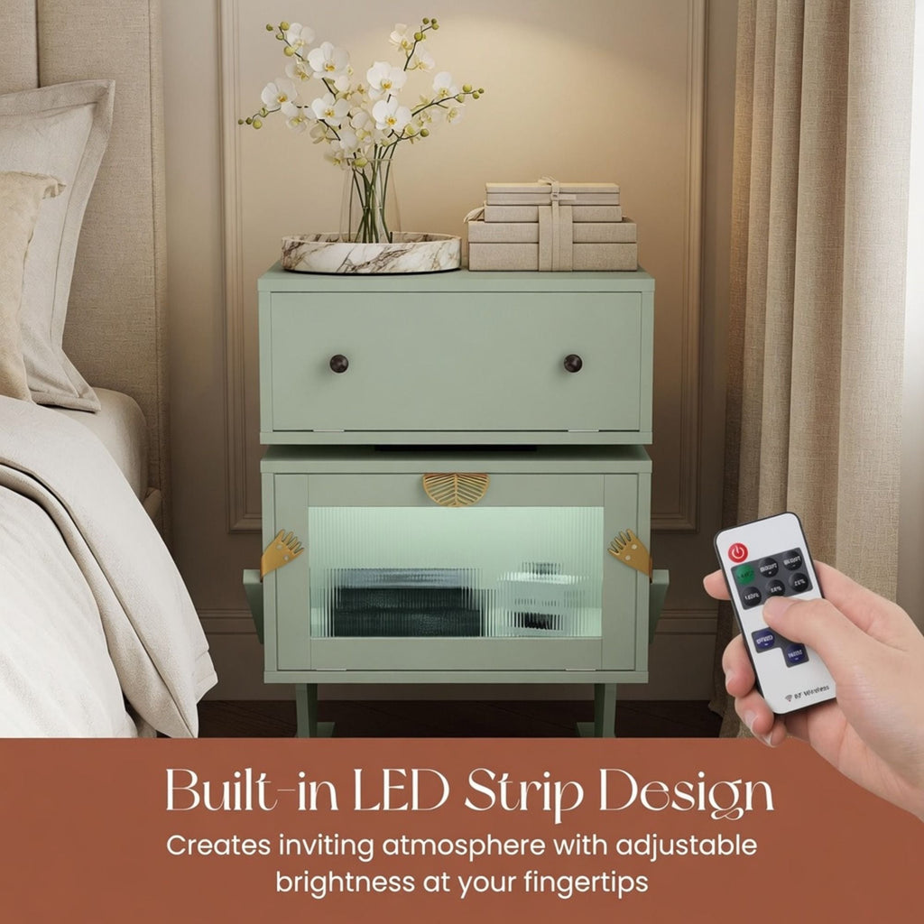 Robot LED Nightstand With 360° Rotating Drawer