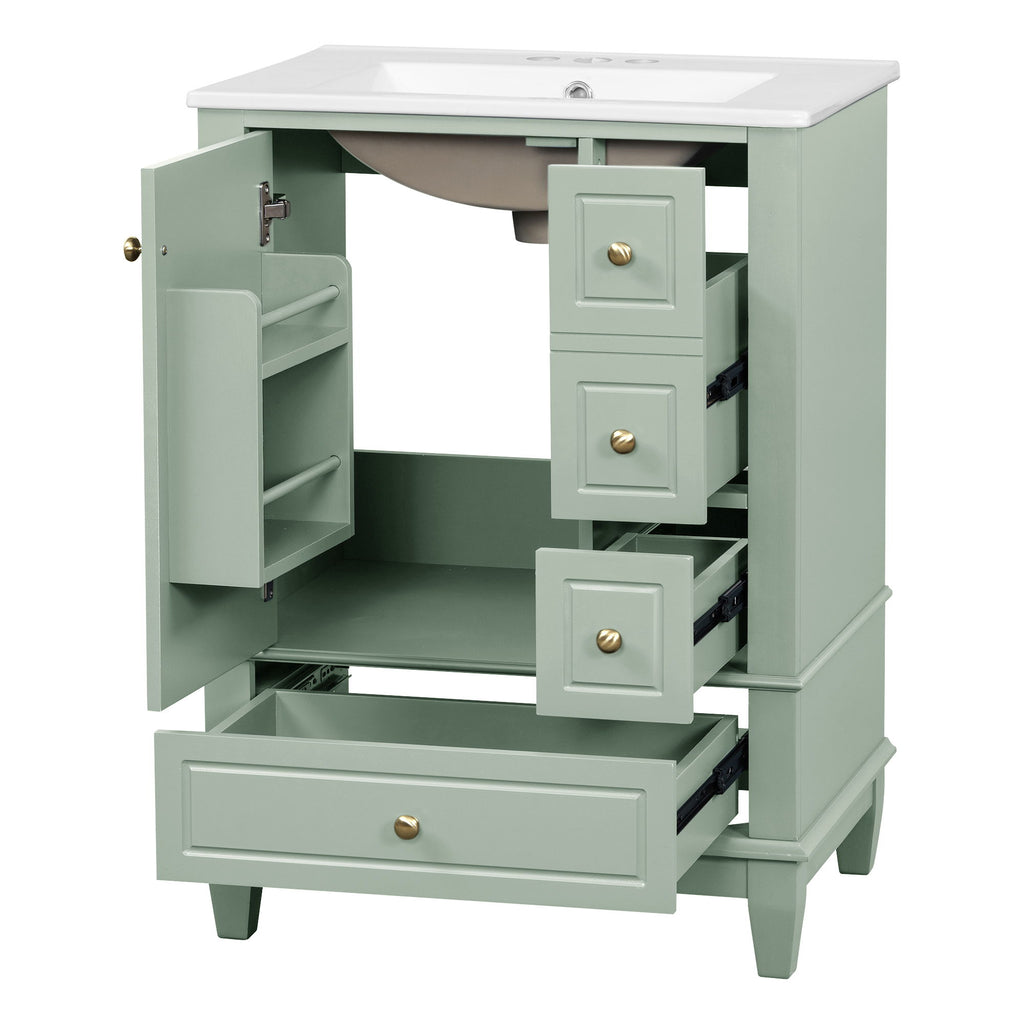 Modern Bathroom Vanity With Sink, Freestanding Cabinet With Drawers And Storage Shelves