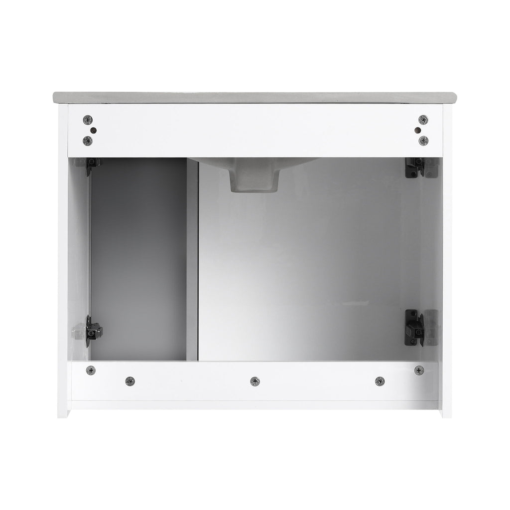 Wall Mounted Bathroom Vanity With Sink, Cabinet & Half Door