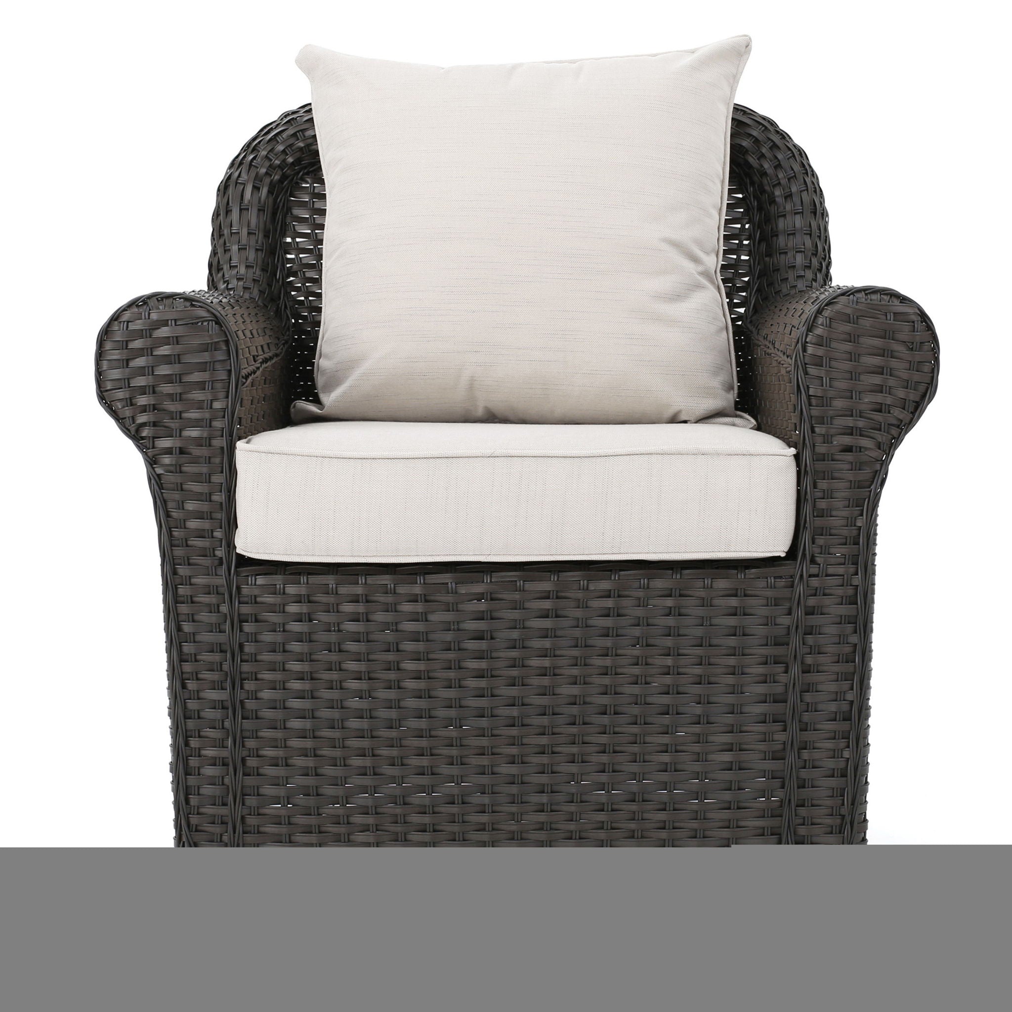 Amaya - Outdoor Swivel Rocker Chair With Water Resistant Cushions - Brown / Beige