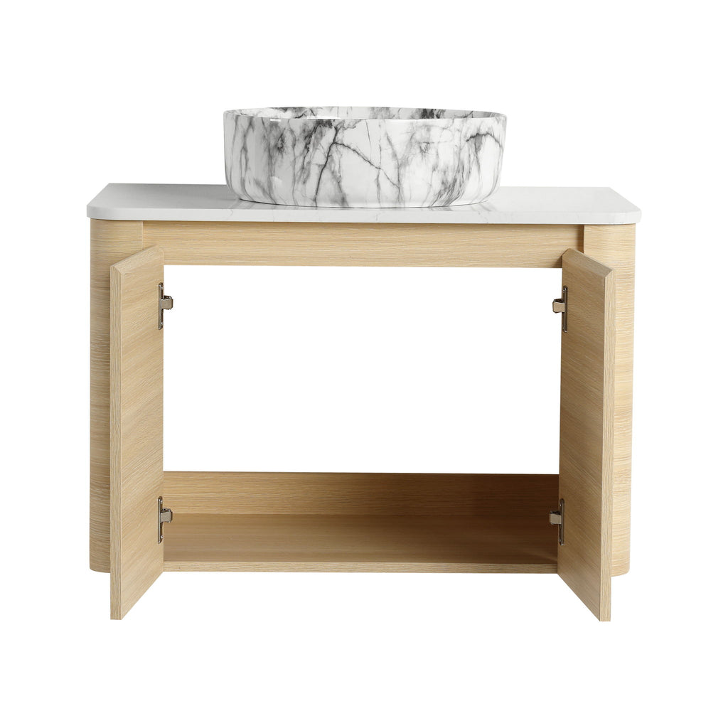 Mounted Bathroom Vanity & Art Sink & 2 Soft Close Doors