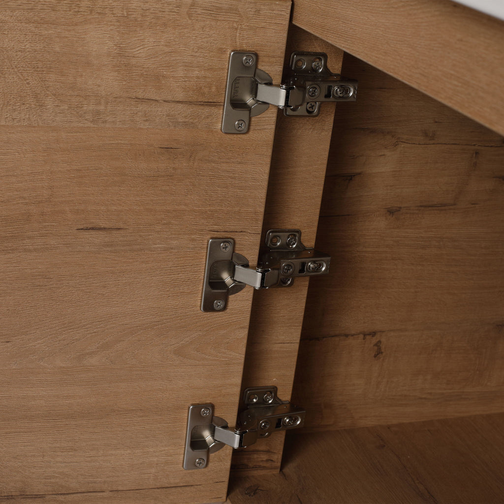 Wall Mounted Bathroom Vanity With Sink And Storage Shelves, Soft Close Doors